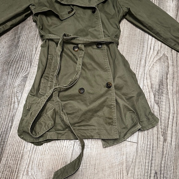 Lucky Brand Military Trench Coat Olive green drab double breasted jacket M - Picture 7 of 14
